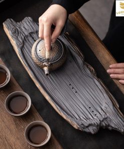 Khay Trà Gốm Cổ Mạ Vàng Sương Mai