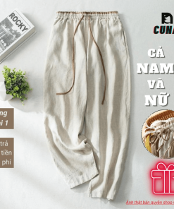 Quần đũi Nam Nữ ống Suông Phối Cạp Chun Chất Mát Nhẹ Thoải Mái