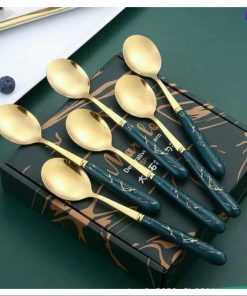 Hộp 6 Thìa Cán Mạ Giả Cẩm Thạch Tiện ích