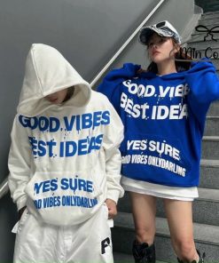 Hoodie Nỉ Dập Nổi Form Rộng Unisex In Chữ Good Vibes Mak67 – Min Corner