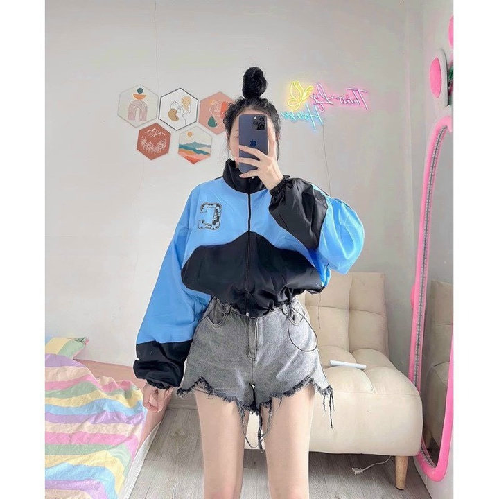 áo Khoác Dù Nữ Croptop Dáng Lửng Họa Tiết Chữ Celnie Chất Dù 2 Lớp Thoáng Mát -htm Fashion