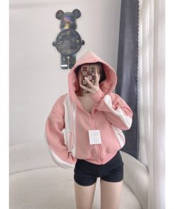 áo Khoác Nỉ Dệt Nữ Form Rộng Túi Có Khóa Kéo Nón Rộng Dày Chống Nắng Tốt-htm Fashion