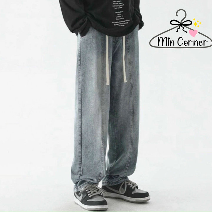 Quần Bò Jean Nam Baggy ống Suông Rộng Cạp Chun Dây Rút Mq102 – Min Corner