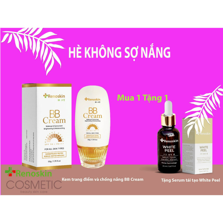 [mua 1 Tặng 1] Combo Hè Không Sợ Nắng – Kem Trang điểm Và Chống Nắng Bb Cream Hàn Quốc 50g