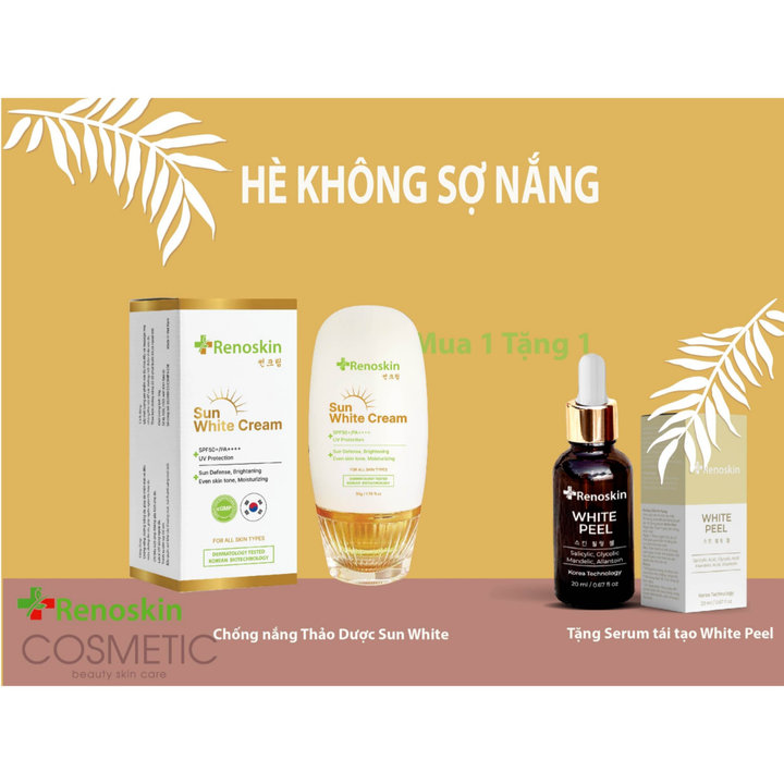 [mua 1 Tặng 1] Combo Hè Không Sợ Nắng – Kem Chống Nắng Thảo Dược Sun White Cream Korea 50g