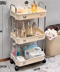 Kệ Gấu Sunmix 3 Tẩng đựng đồ Khung Inox Có Bánh Xe – Gdn
