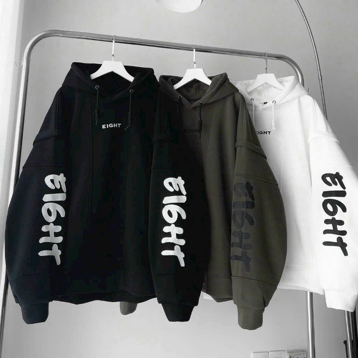 áo Hoodie Cặp đôi Nam Nữ Form Rộng Có Nón Tròng đầu Họa Tiết Eight -htm Fashion