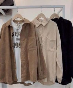 áo Sơ Mi Nhung Tăm Form Rộng Unisex Mặc Quanh Năm