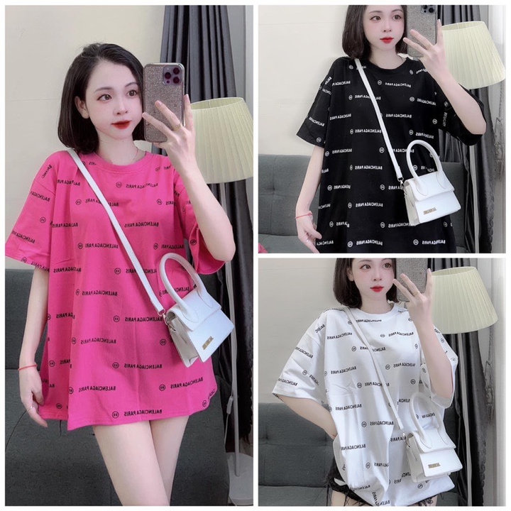 [ Rẻ Vô địch ] áo Thun Cotton Su Form Rộng Tay Lỡ – Balenciaga