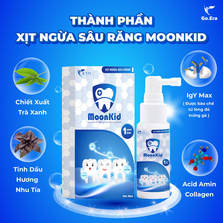 Combo 3 Chai Xịt Ngừa Sâu Răng Bổ Sung Fluor Giúp Răng Chắc Khỏe Moonkid – Kyo Go.era