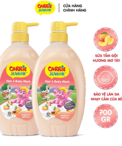 Combo 2 Sữa Tắm Gội Cho Bé Carrie Junior Chiết Xuất Yoghurt Hương Mơ Tây 700g + Chai 280g (mùi Ngẫu Nhiên)