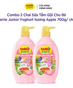 Combo 2 Sữa Tắm Gội Cho Bé Carrie Junior Chiết Xuất Yoghurt Hương Táo 700g + Chai 280g (mùi Ngẫu Nhiên)