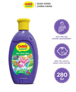 Combo 2 Sữa Tắm Gội Cho Bé Carrie Junior Chiết Xuất Trái Cây Thiên Nhiên Hương Grapeberry 280g