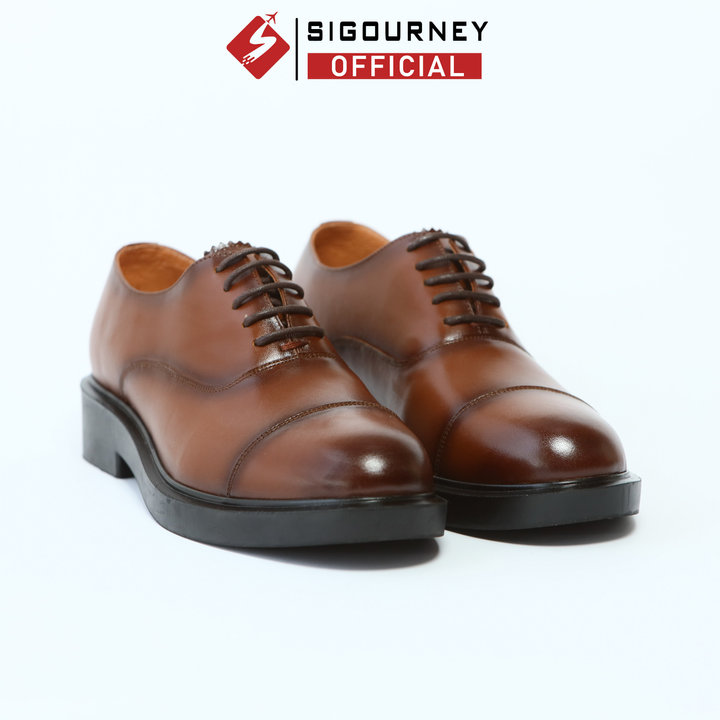 Giày Chunky Oxfords Da Bò Nappa Màu Nâu Patina Cực đẹp Sig-43 Bảo Hành 18 Tháng – Sigourney