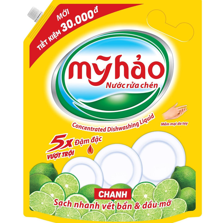 Nước Rửa Chén Mỹ Hảo 5x Chanh (túi Loại 3.6 Kg)