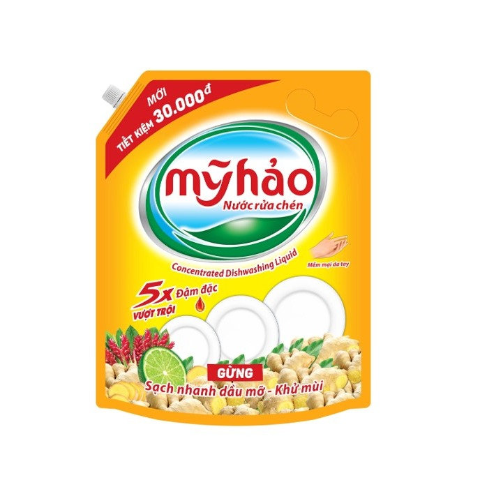 Nước Rửa Chén Mỹ Hảo 5x Gừng (túi Loại 3,6 Kg)