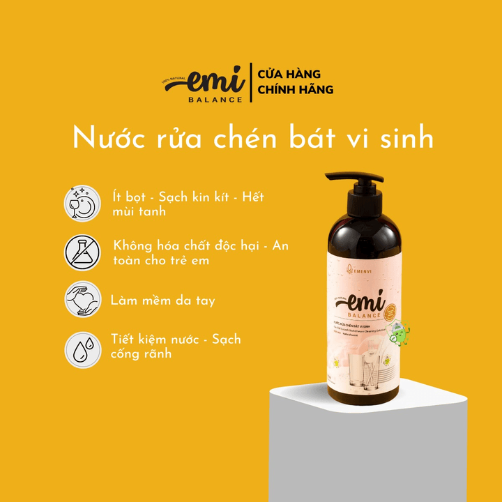 Nước Rửa Chén Bát Vi Sinh Emibalance 500ml An Toàn Cho Người Dùng Không Gây Khô Kích ứng Da Tay