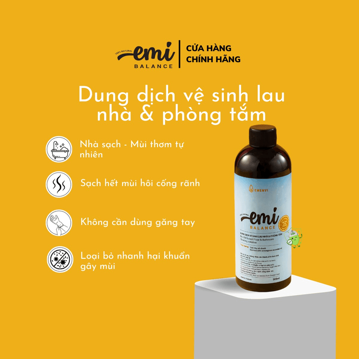 Dung Dịch Vi Sinh Emibalance Lau Nhà & Phòng Tắm Sả Chanh 500ml