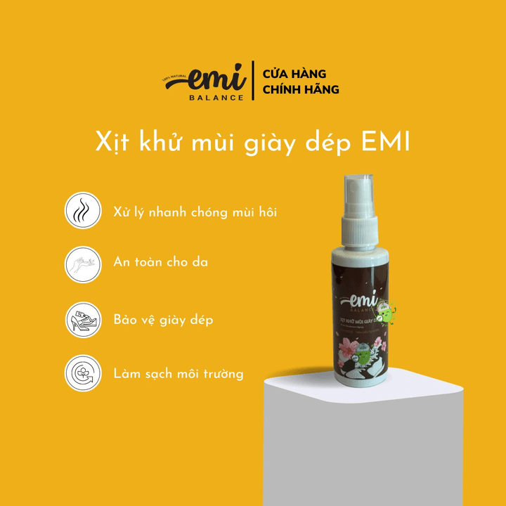 Xịt Khử Mùi Giày Dép Emibalance 60ml Xử Lý Vi Khuẩn Nấm Mốc Hiệu Quả Làm Sạch Mùi Giày Mùi Hôi Chân