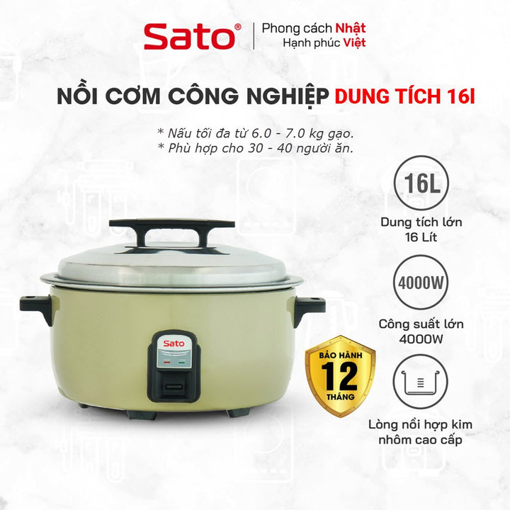 Nồi Cơm điện Công Nghiệp Sato 160c011/q16 16 Lít