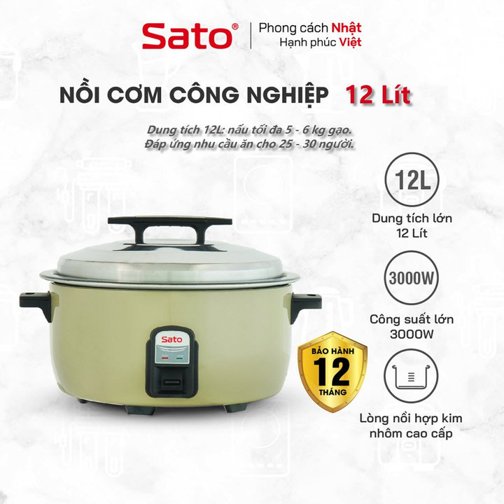 Nồi Cơm điện Công Nghiệp Sato 120c011/q12 12 Lít