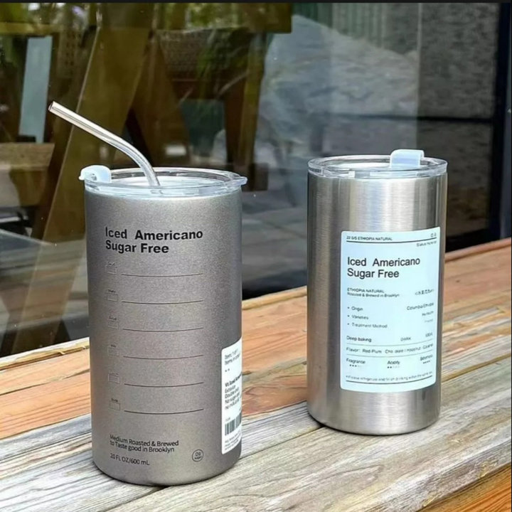 Ly Giữ Nhiệt Inox, Cốc Giữ Nhiệt 600ml Kèm ống Hút Americano – Hgs