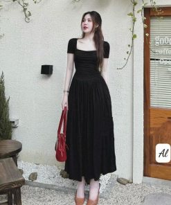 đầm Maxi Thun Tăm Lạnh Cổ Vuông Bt700u- Sam Store