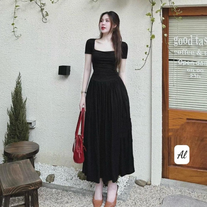 đầm Maxi Thun Tăm Lạnh Cổ Vuông Bt700u- Sam Store