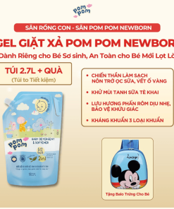 Túi 2.7l – Dành Cho Bé Sơ Sinh – Gel Giặt Xả 2in1 – Sạch Sâu Kháng Khuẩn – Khử Mùi Nôn Trớ, ọc Sữa, Tè Khai-lưu Hương Phấn Thơm Dịu Nhẹ