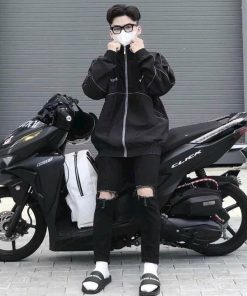áo Khoác Dù Nam Nữ 2 Lớp Cổ Trụ In Nowsaigon Chạy Sọc Mí Viền -htm Fashion