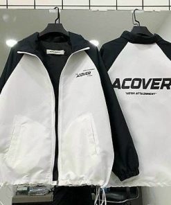 áo Khoác Dù Nam Nữ Không Nón Họa Tiết In Chữ Acove Phối Khóa Kéo -htm Fashion