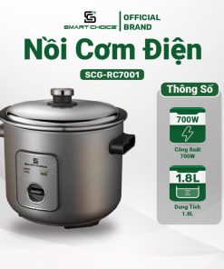 Nồi Cơm điện Nắp Rời Dung Tích 1,8l 700w Smartchoice Scg-r7001- Smartchoice