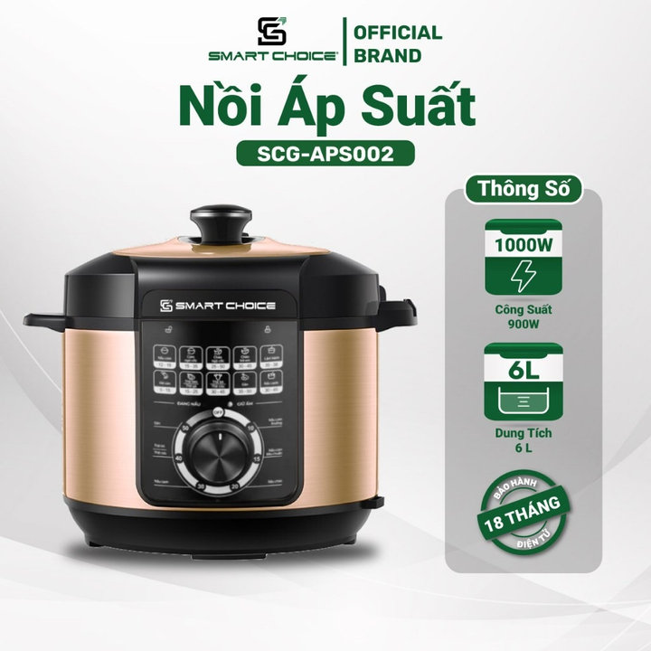 Nồi áp Suất Cơ Smartchoice Scg-aps002 Lòng Nồi 4 Lớp Công Suất 1000w Dung Tích 6l- Smartchoice