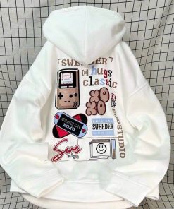 áo Hoodie Nam Nữ Form Rộng Phối Khóa Kéo Có Nón In Hình Chữ Swe Xoxo -htm Fashion