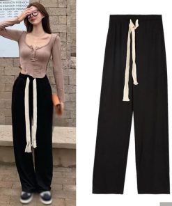 Quần ống Suông Dây Rút Bản To Trơn