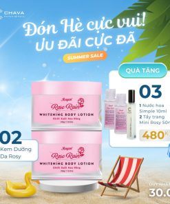 Combo 2 Kem Dưỡng Trắng Da Toàn Thân Rose Rain Whitening Body Lotion – Rosy