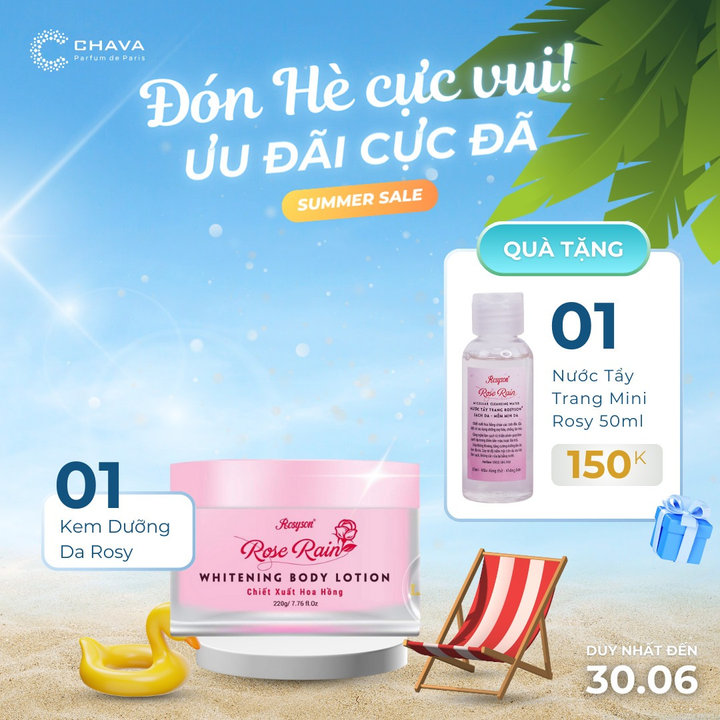 Kem Dưỡng Trắng Da Toàn Thân Rose Rain Whitening Body Lotion – Rosy