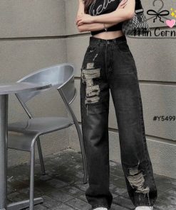 Baggy Jean ống Suông Lưng Cao Mq151 – Min Corner
