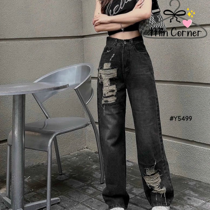 Baggy Jean ống Suông Lưng Cao Mq151 – Min Corner