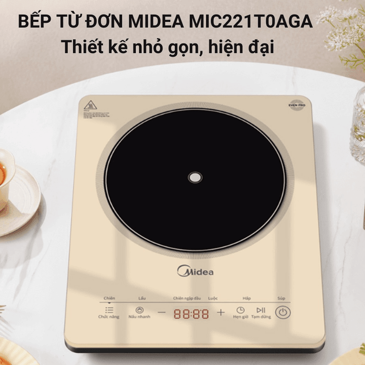 Bếp Từ Midea Mic221t0aga Công Suất 2200w Cảm ứng 6 Chức Năng Tự động Nhận Diện Vùng Nấu