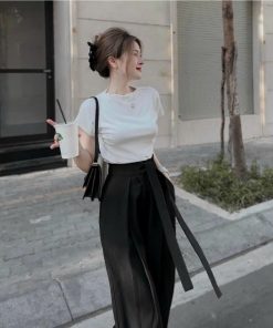 Quần Suông Nữ Cạp Cao ống Rộng Thắt Dây Nơ Chất Vải Vintex Dày Dặn Loại 1 Mặc đi Làm đi Chơi Siêu Hot