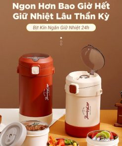Hộp Cơm Giữ Nhiệt Smartchoice Scg-pk134 Cặp Lồng Giữ Nhiệt Kèm Túi 2 Màu Be đỏ Có Quai đeo Cao Cấp – Smartchoice
