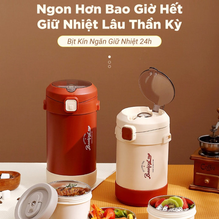 Hộp Cơm Giữ Nhiệt Smartchoice Scg-pk134 Cặp Lồng Giữ Nhiệt Kèm Túi 2 Màu Be đỏ Có Quai đeo Cao Cấp – Smartchoice