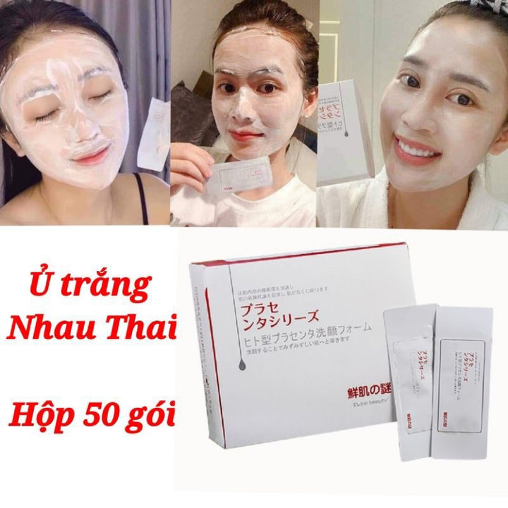 Hộp 50 Gói ủ Trắng Nhau Thai Nhật Bản Dưỡng ẩm, Trắng Da, Mờ Thâm Nám, Se Khít Lỗ Chân Lông – Gdn