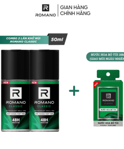 Combo 2 Lăn Khử Mùi Romano Classic 50ml Tặng Kèm Nước Hoa Bỏ Túi 18ml