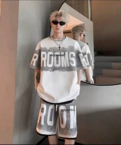 Bộ Thể Thao Nam Cổ Tròn Chất Tổ Ong Dáng Suôn In Chữ – Men’s Style