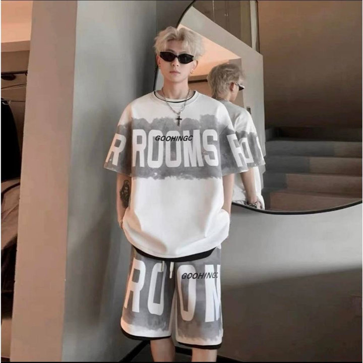 Bộ Thể Thao Nam Cổ Tròn Chất Tổ Ong Dáng Suôn In Chữ – Men’s Style