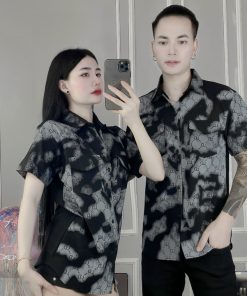 áo Sơ Mi đũi Tay Ngắn Nam, Nữ Phối Loang Mới – Soo1990