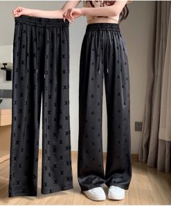 Quần Suông Lụa Chữ X Hoạ Tiết Siêu Tôn Dáng Siêu Xinh, Quần Suông Chất Lụa Phối Chữ Nhung Siêu Hot Mã 075 Miashop