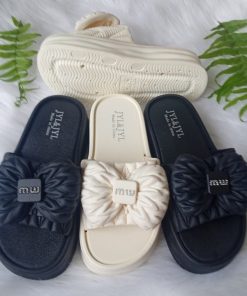 Dép Nữ Mumu Nơ Dễ Thương ,đế Cao 5cm, Siêu êm, Lên Chân Sang Chảnh- Haanh